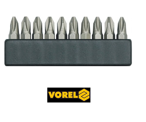 Bit készlet 10 részes PH3 x 25 mm CrV. VOREL Kód:265660