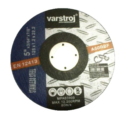 Vágókorong INOX 125×1,2×22,23mm 25db/csomag VARSTROJ Kód:25660