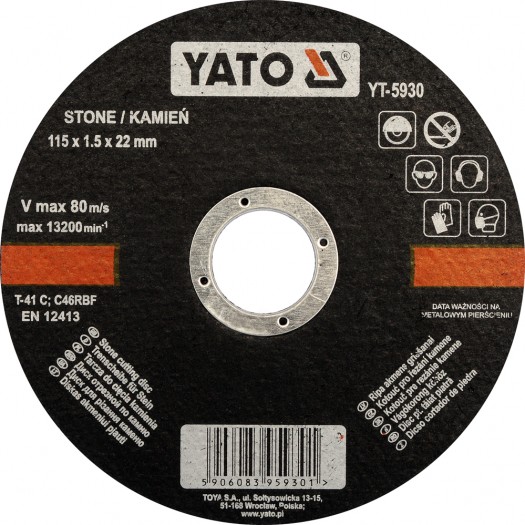 Vágókorong kőhöz 5db/klt. 115×1,5×22mm Kód:YT-5930