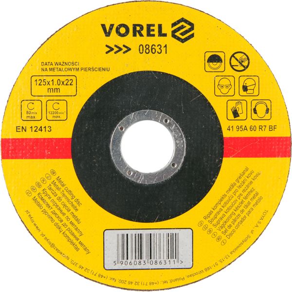 Vágókorong   125 x 1 mm fém VOREL Kód:208631
