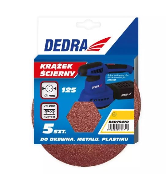 Csiszolópapír P 150 / 125 mm tépőzáras perforált 5 db Kód:DED79475