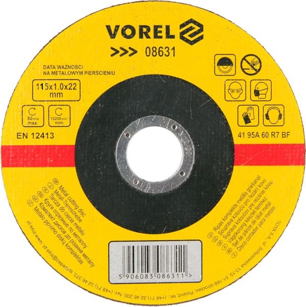 Vágókorong 115 x 1 mm fém VOREL Kód:208630