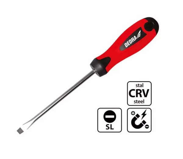 Csavarhúzó lapos 3x75 mm, mágneses CrV Kód:06A002